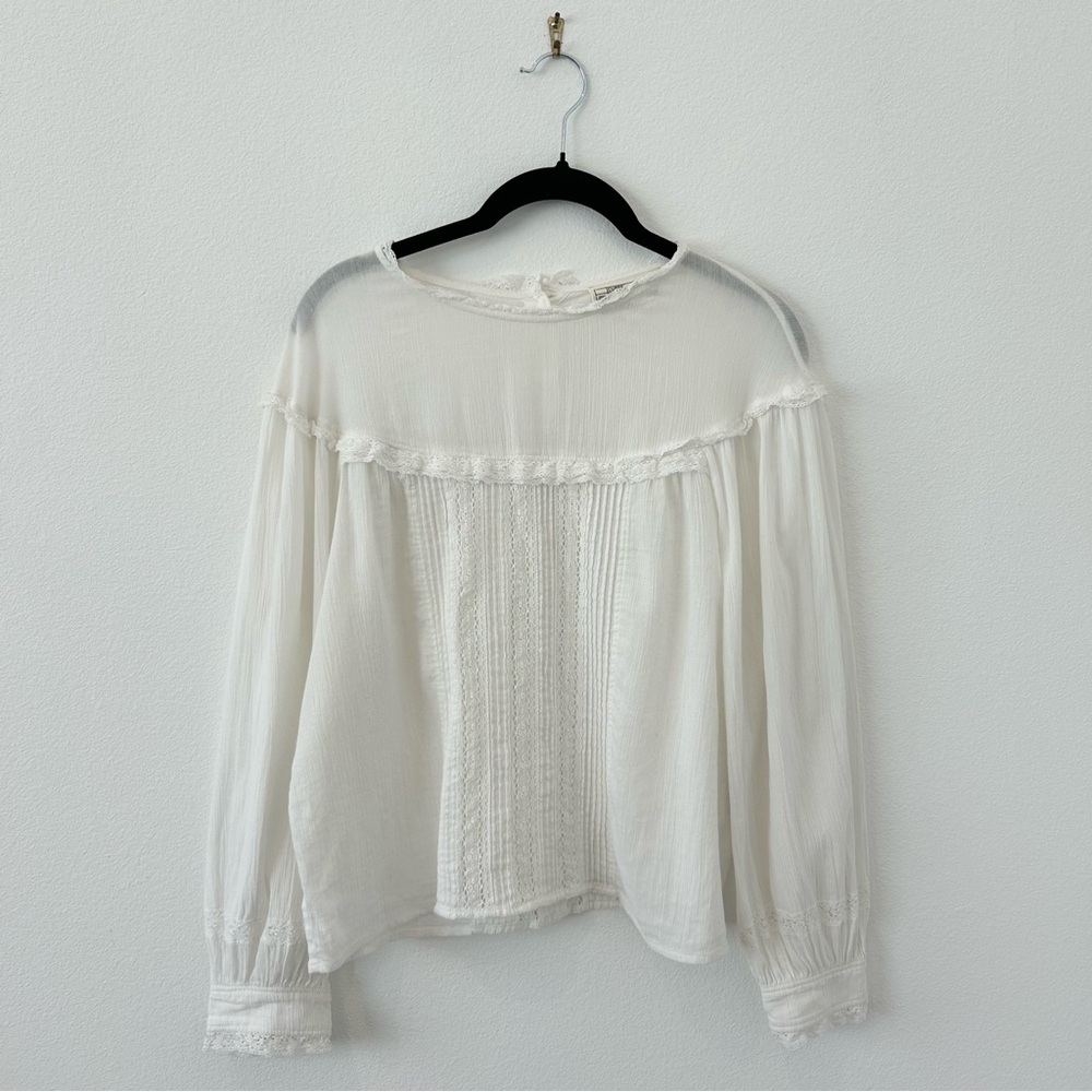 Current/Elliott White Long Sleeve Boho Blouse